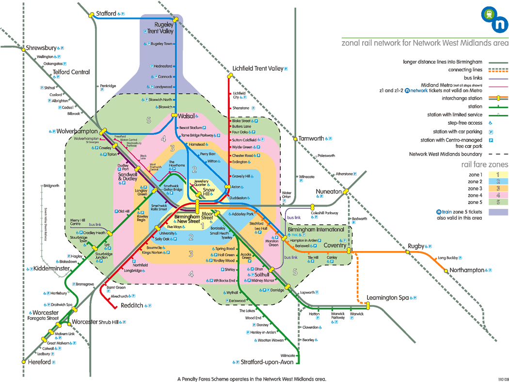 Map of Birmingham's rail network
